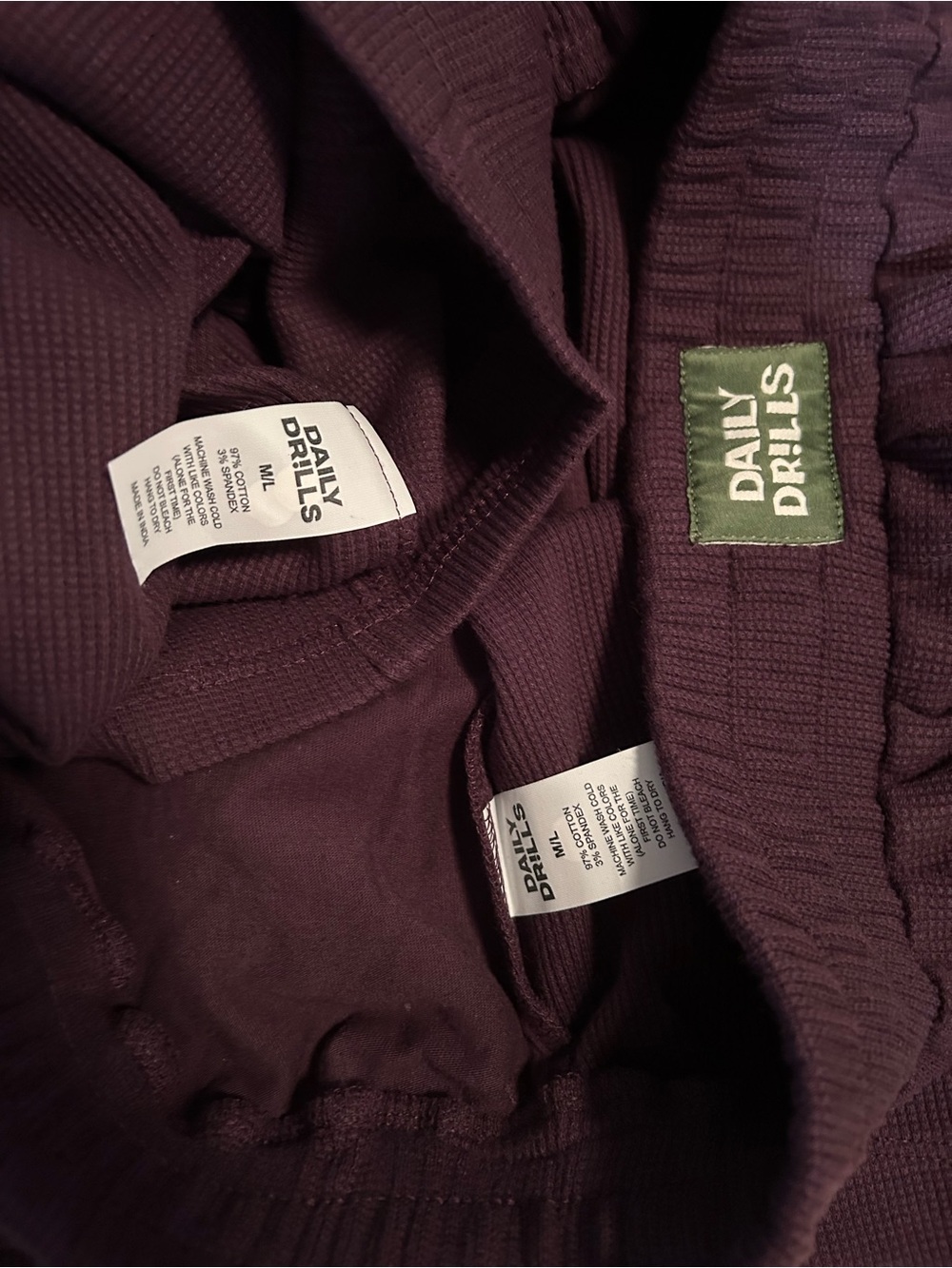 Daily Drills x Driscoll's Daily Thermal + Resort Shorts Set - Plum Size M/L NWT - Picture 10 of 15